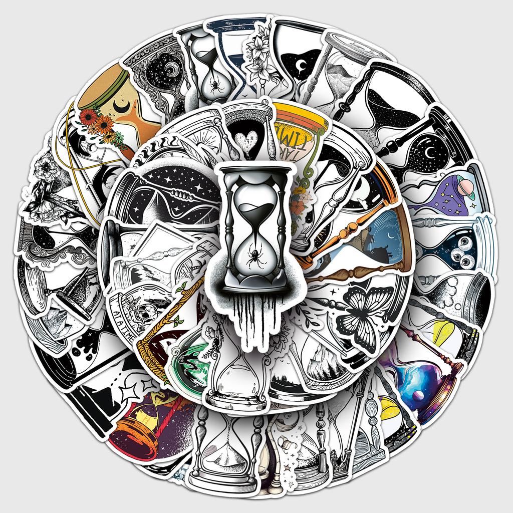 10/50PCS Magic Time Sandglass Cartoon Sticker DIY Phone Laptop Luggage Skateboard Graffiti Decals