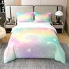Rainbow Duvet Cover Single Galaxy Bedding Set For Boys Girls Decor Outer Space Comforter Cover Colorful Sun Moon Comforter Cover