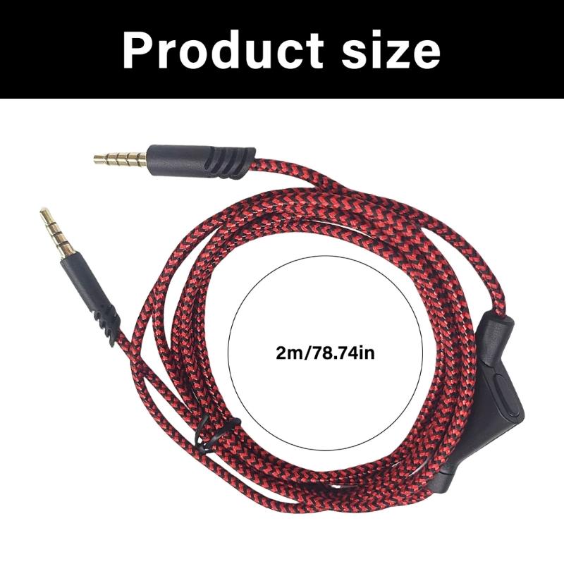 3.5mm Gaming Audios Cable 2meter Nylon Braided TangleFree Wire Enhances Clear Sound Quality for A10 A40 A50TR MixAmp