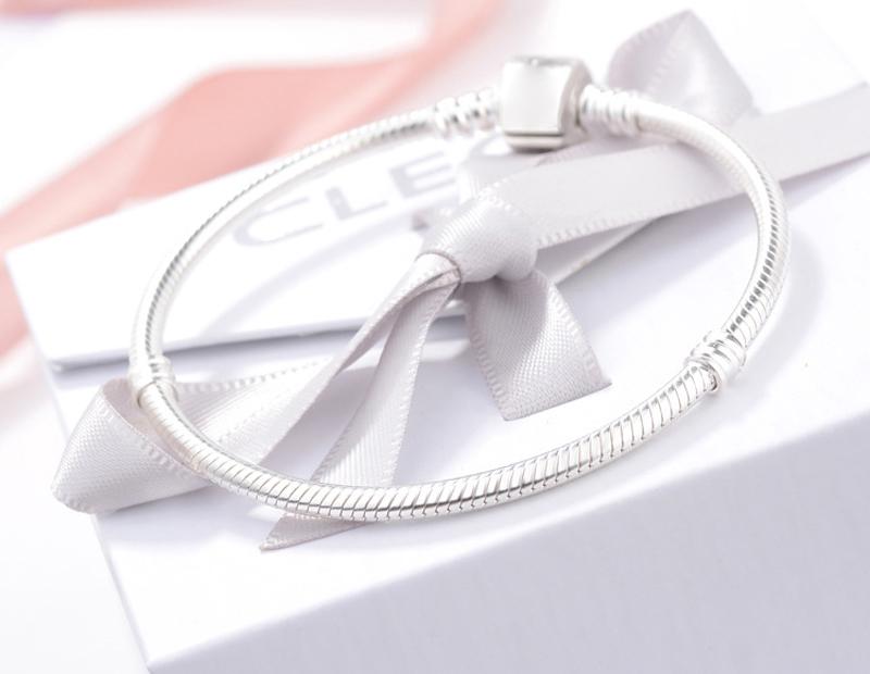 Original 925 Silver Charm Chain Bracelet Party Wedding Jewelry Long 16-23cm Snake Bone Bracelets for Women DIY Jewelry