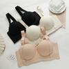 Women's Seamless Wireless Push Up Bra Anti Sagging Lift Side Support Wide Strap Comfort Half Cup Bra