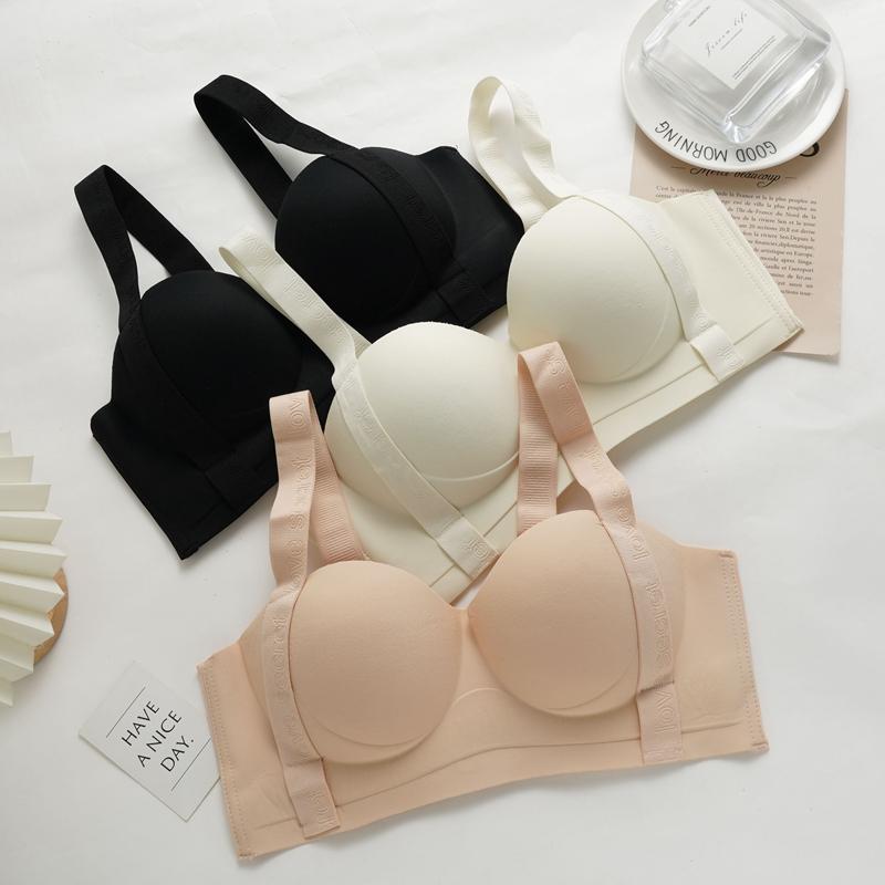 Women's Seamless Wireless Push Up Bra Anti Sagging Lift Side Support Wide Strap Comfort Half Cup Bra