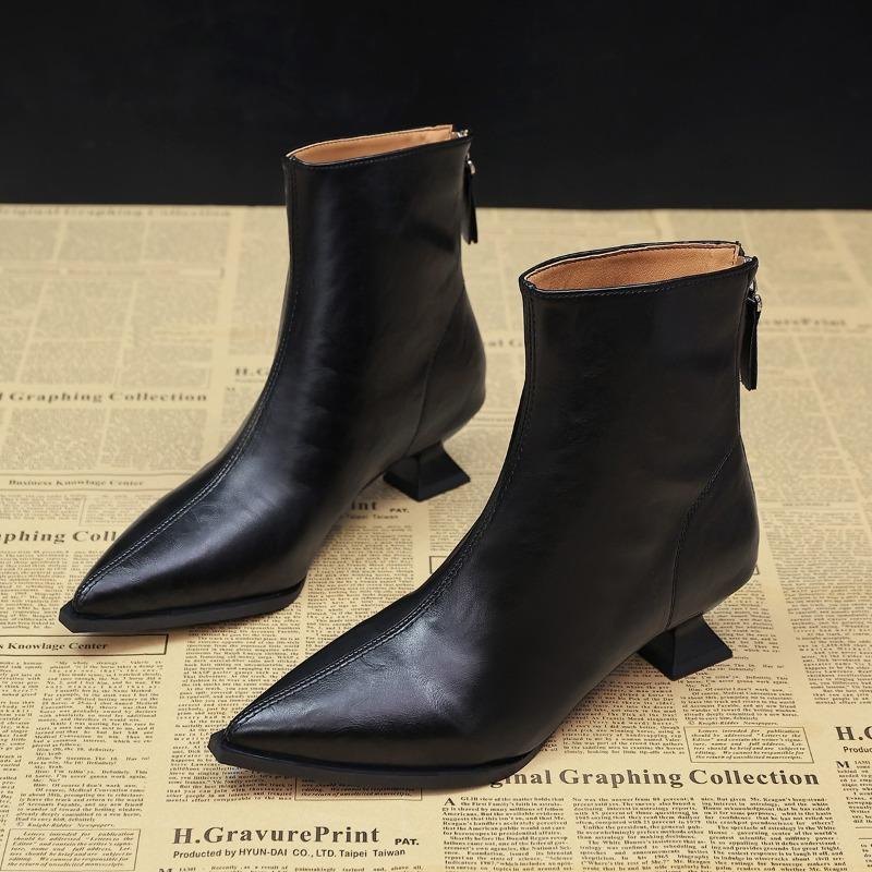 Fashion Vintage Strange Heels Woman Ankle Boots Fashion Pointed Toe Party Dress Short Booties Autumn Winter Ladies Shoes