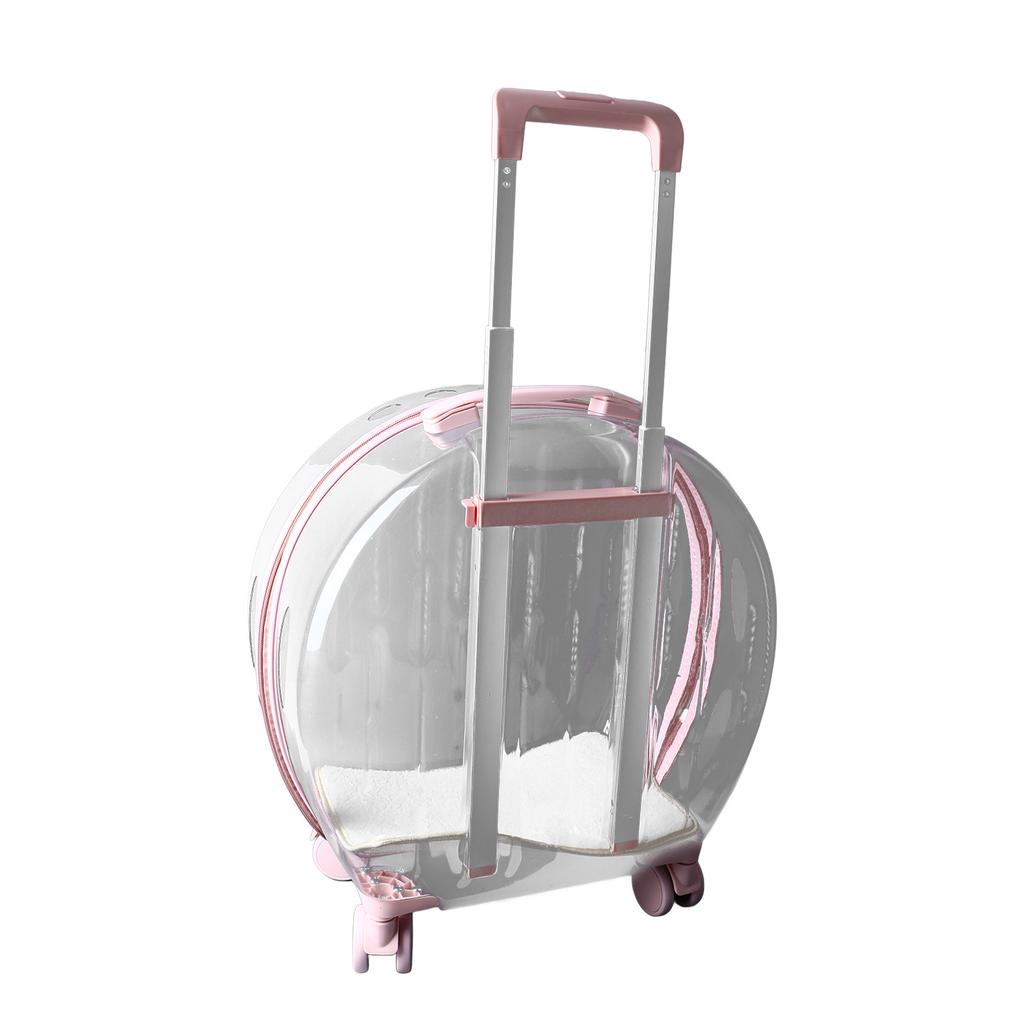 Cat Trolley Case Transparent Breathable Labor Saving Silent Moving Outdoor Rolling Pet Carrier for