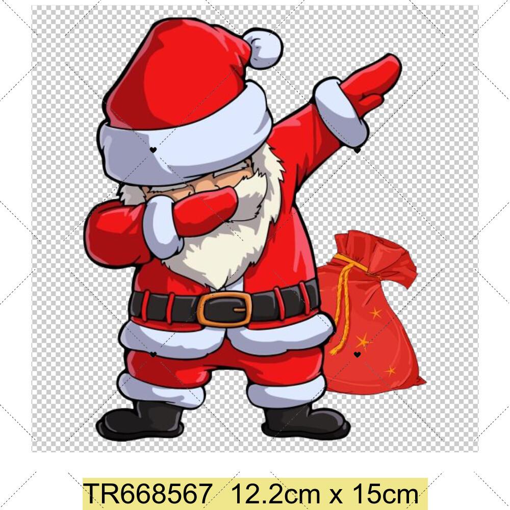 Santa Claus Christmas Tree and Reindeer Heat Transfer Sticker DIY Clothing Sewing Supplies Christmas Short Sleeves Patches