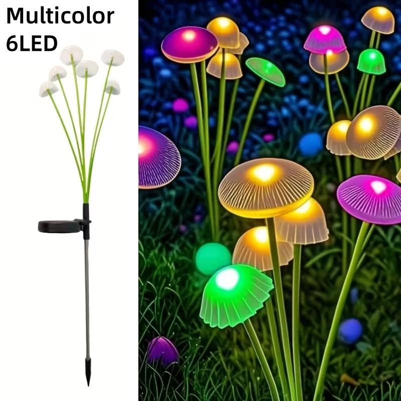 Solar Garden Lights Dual Mode LED Solar Mushroom Lights Waterproof Decor Yard Patio Pathway Jellyfish for Garden Ambiance