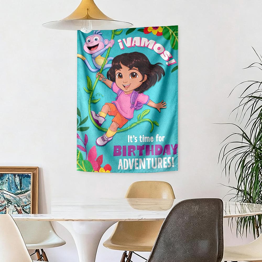 Dora Explorer Wall Decor Tapestry Art For Pet Memorial Birthdaywedding Party Backdrop Family Gift