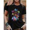 T Shirt Butterfly Graphic Print T-shirt Short Sleeve Crew Neck Casual Top for Summer Spring Women's Clothing Top Tee