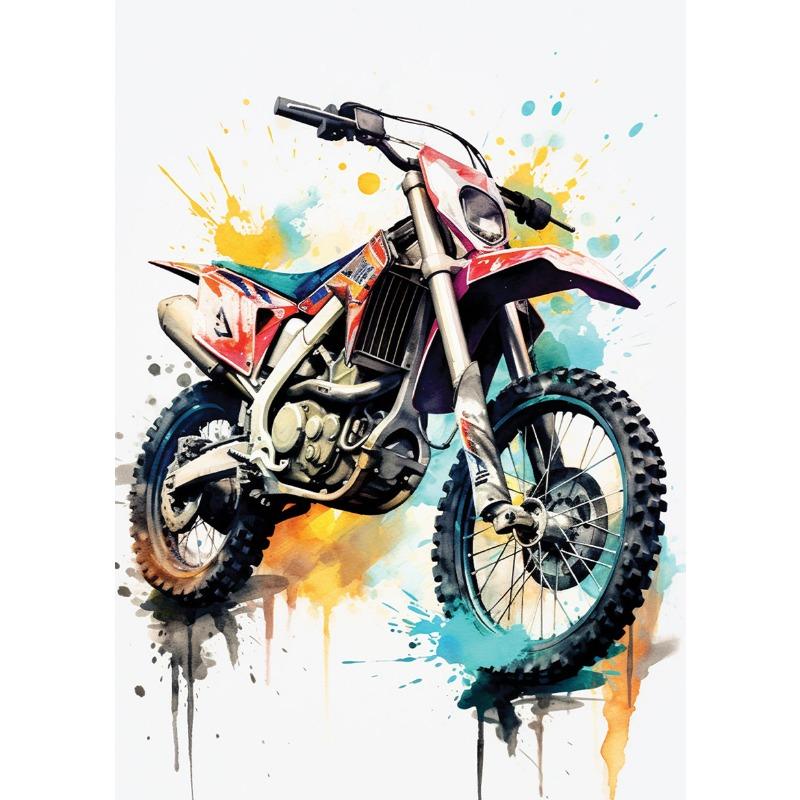 Watercolour Dirt Bike Motocross Canvas Painting Posters Prints Motorcycle Motorbike Wall Picture for Room Home Decor Cuadros