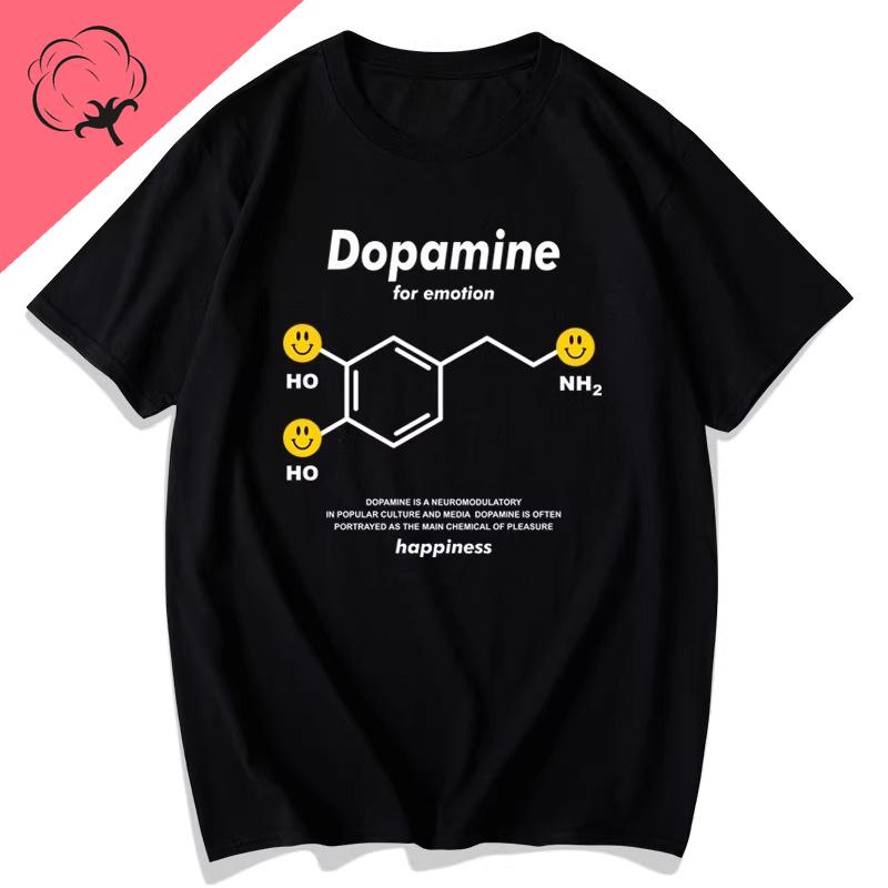 Dopamin Chemische Molekülformel Kurzarm T-Shirt Künstlerische Studenten Spaß Wissenschaftliche Kleidung Unisex Unisex Große Größen T-Shirt