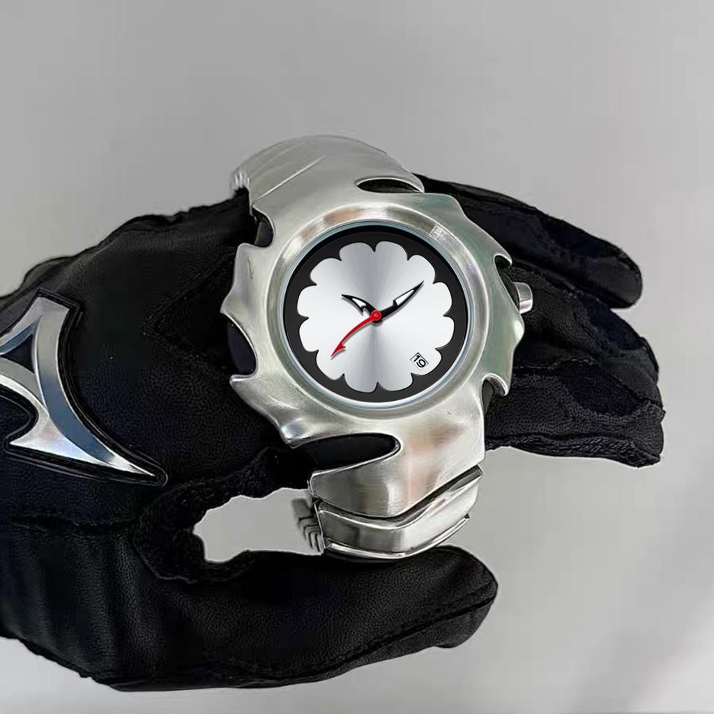 Men's Y2K Unique Blade Fashion Stainless Steel Black Blue Luxury Top Analog Quartz Waterproof Dress Wristwatches