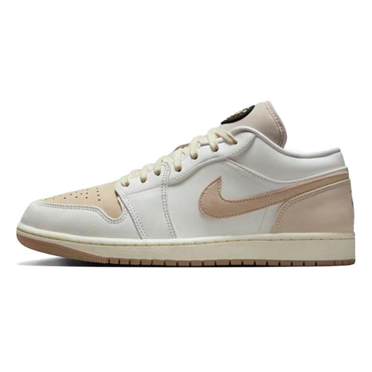 Jordan Air Jordan 1 Abrasion Resistant Low top Vintage Basketball Shoes Unisex White Brown IB8855-121(Team181-)