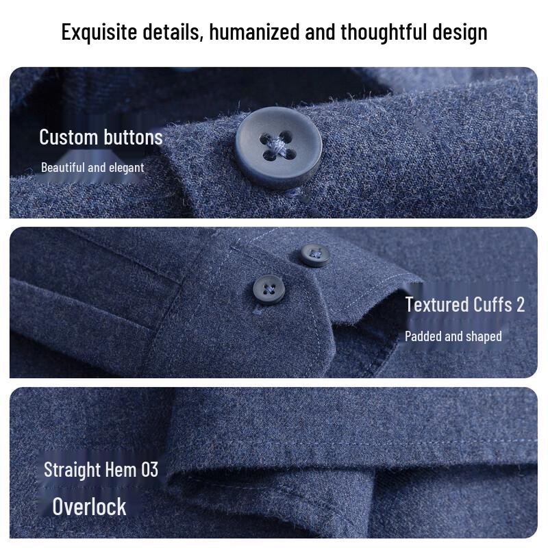 FIRS Men's Double-Brushed Flannel Cotton Long-Sleeve Shirt