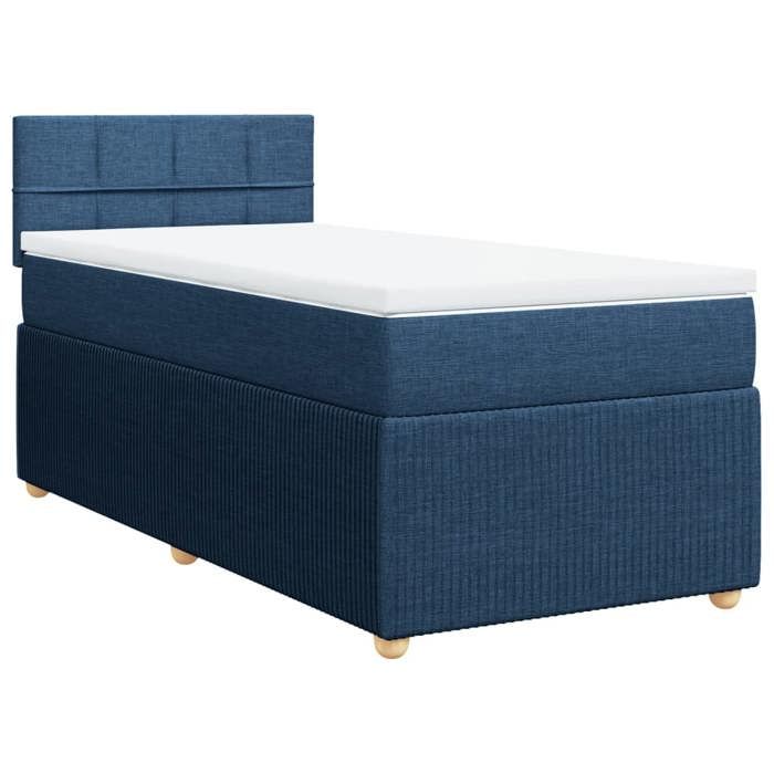 VidaXL Slatted Bed Base with Mattress Blue 90x200 Cm Fabric 3287345
