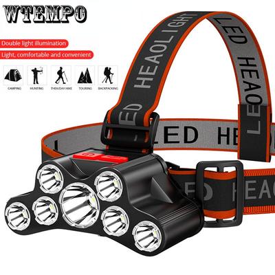 Outdoor Multifunctional Head Torch USB Rechargeable Lighting Lamp Night Fishing Long Range LED Strong Light Headlamp