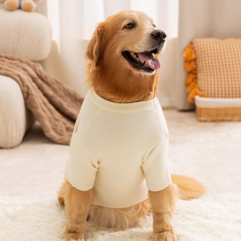 Smiley Face Color Letters Medium and Large Dog Knitted Sweater Autumn and Winter Golden Retriever Husky Big Pet Dog Clothes