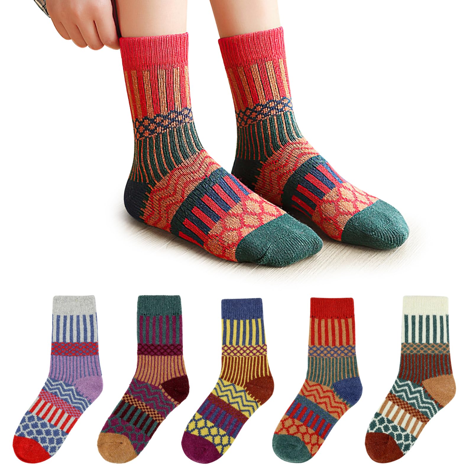

Velaci Set and for Fall and Winter Women s Socks, 5-Pair [Warm, Lightweight, Comfortable, Antibacterial, Odor-Resistant] Warm, Thick, Cold-Proof,