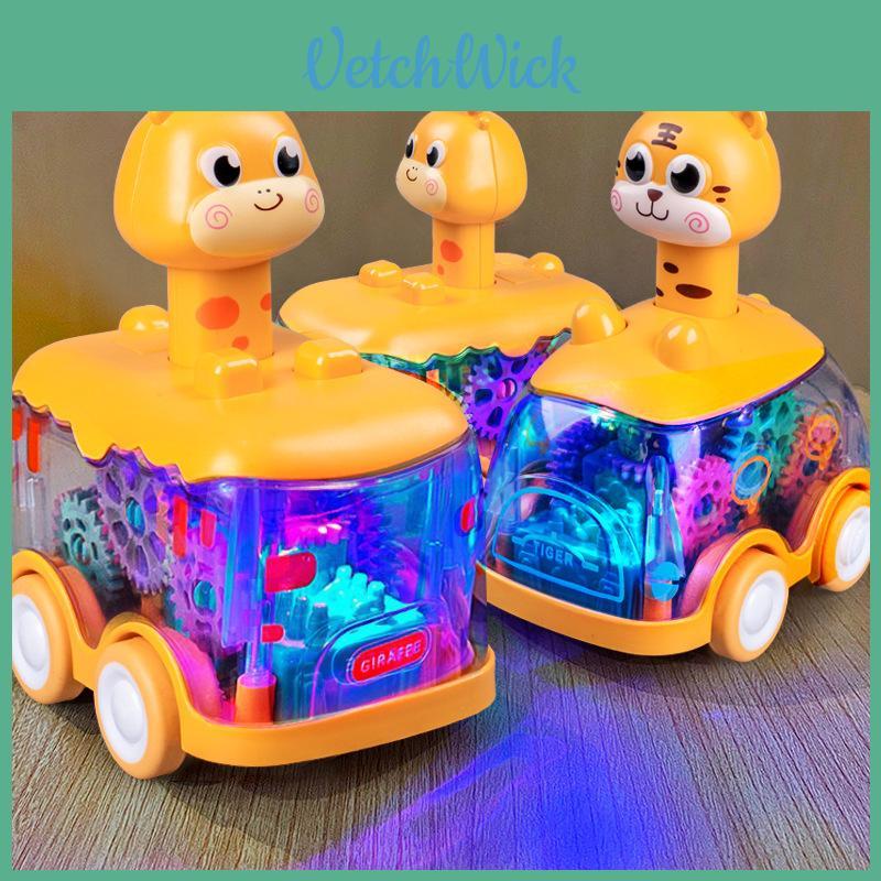 Tiger Deer Led Light Up Bus Toy Vehicle With Interactive Features For Children Playtime