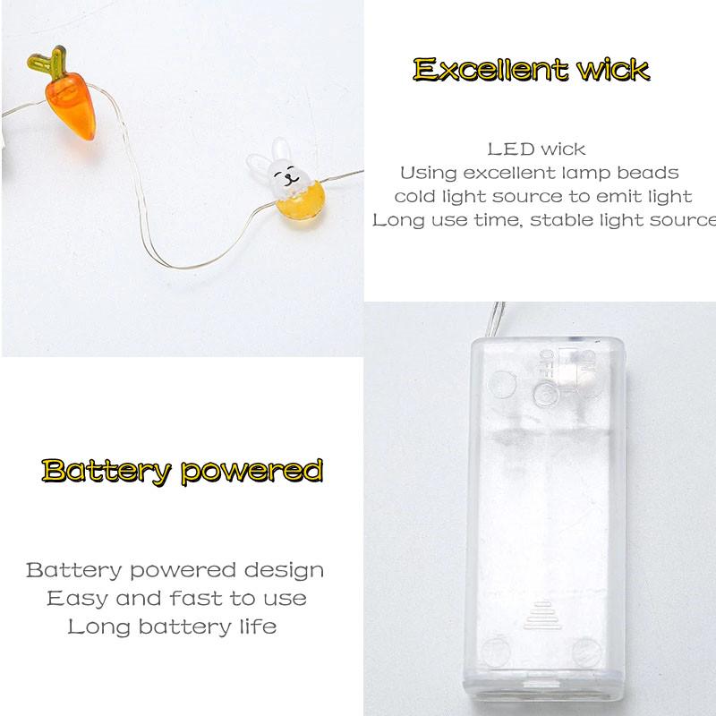 Ostern Dekorative LED Hasen Lichterkette Bunte Eier Batteriebox Kupferdraht Lichter Festliche Dekorative Lichterkette