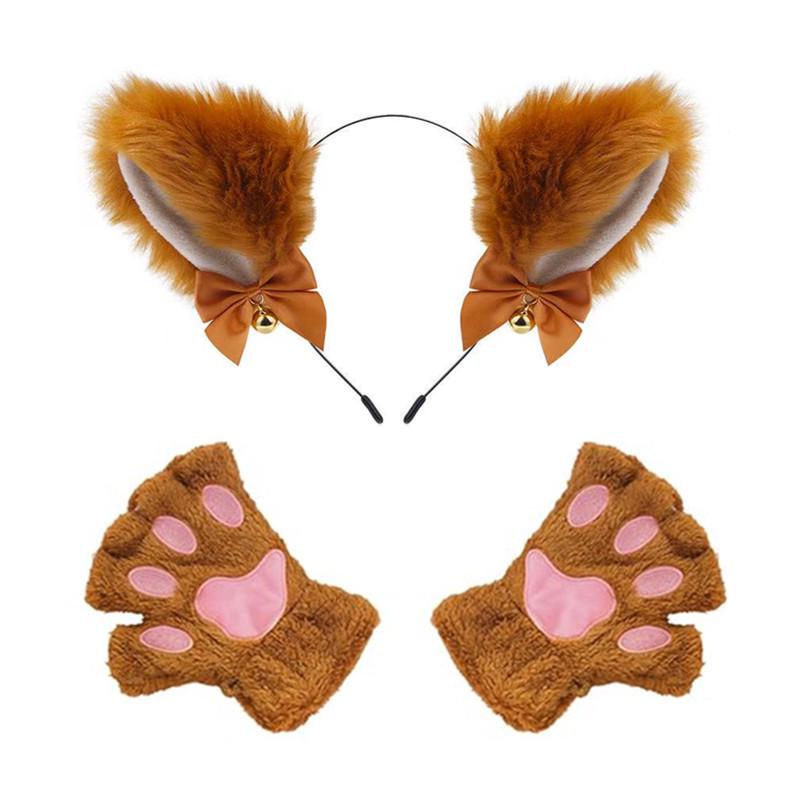 Cat Ear Bell Headband & Choker Set with Tail - Halloween Party Accessories