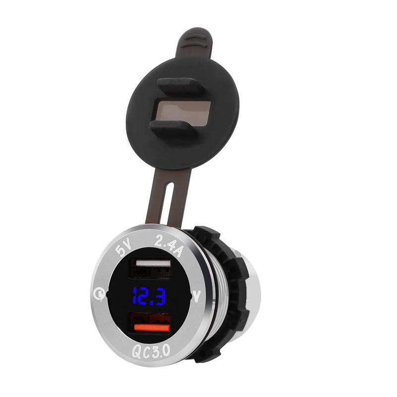 LMoDri Car Quick Charger QC 3.0 Power Adapter Dual USB Vehicle DC 12 V-24V Cigarette Socket Lighter 2 Porf For iPhone