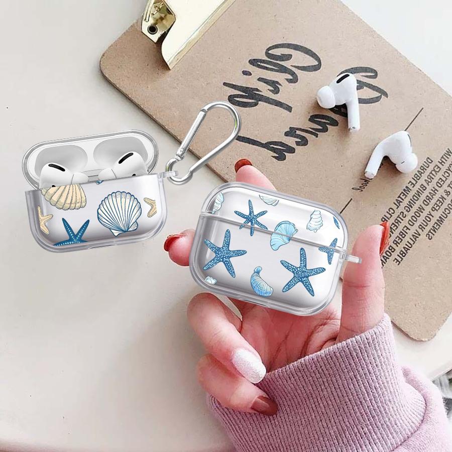 Ocean Shell Stars Clear Earphone Cases Cover Case For Airpods Pro3 1 Pro 2 3 4 Pro2