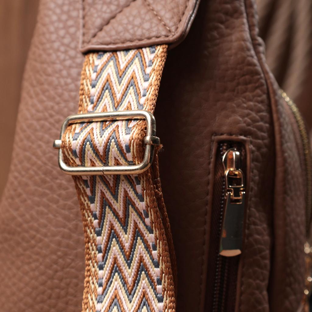 Praktische Damen-Umhängetasche mit einem Schultergurt aus grobnarbigem Ökoleder VINTAGE Bag 22764 Braun