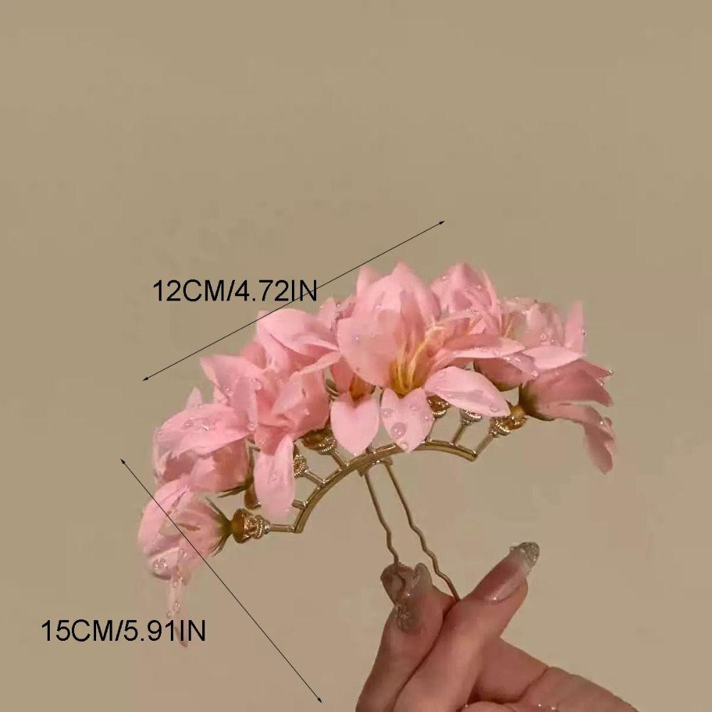 Sweet Large Flower Hair Stick Bohemian Fairy Chinese Style Side Clip Hairpin Simulation Flower Thai Hair Fork Bridesmaid