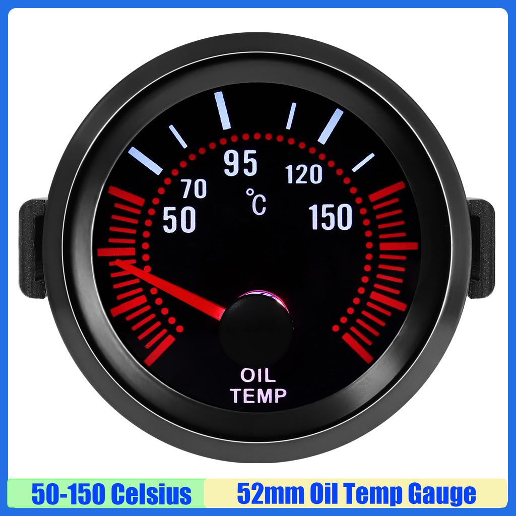 MAIMEIMI 2"52mm Oil Temperature Gauge with Sensor 50-150℃ Smoke Lens Oil Temp Meter for Gasoline Racing Car 12V