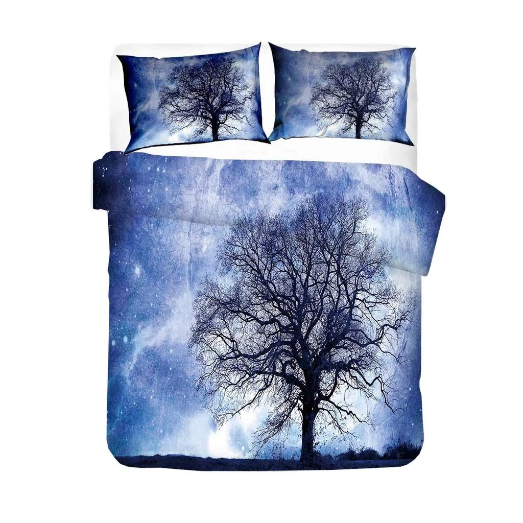 Print Hight Quality Duvet Cover Sets Galaxy Wolf Bedding Set 2/3pcs Quilt Cover Bed Linens Home Textile UK // Size