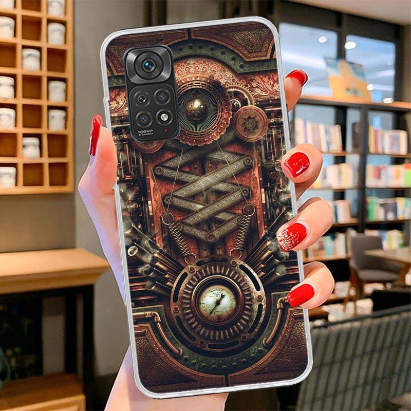 Steampunk Gear Mechanical Cover Phone Case For Xiaomi Redmi Note 15 14 13 12 11 10 Pro Plus 14S 12S 11S 11T 11E 10S Soft Fundas