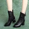 Fashion British Style Black Middle Heel Women's Half High Boots on Offer Sale Gothic Comfortable and Elegant Chic Ladies Mid Calf Shoes