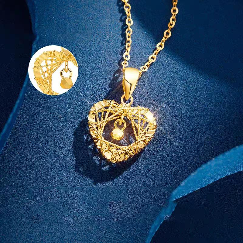 18K Heart Dream Weave Copper-Plated Necklace - High-End Clavicle Chain for Qixi Festival Valentine's Day Gift