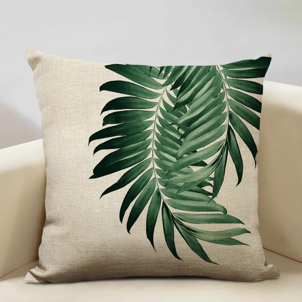 

Plant Leaf Cushion Cover Home Decoration Sofa Chair Car Pillow Case Soft Linen Pillowcase 45x45cm 45x45cm18x18Inch