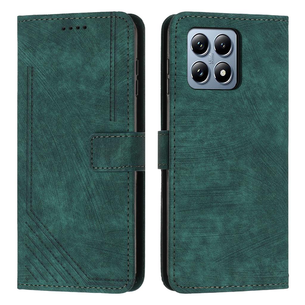 For Xiaomi 15T Stand Case Imprinted Lines Leather Phone Cover