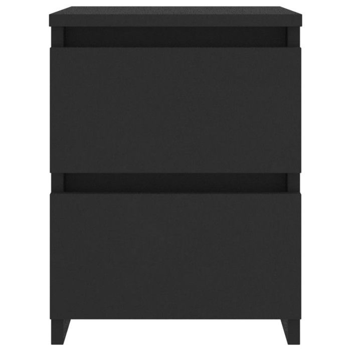 VidaXL Table de chevet 30x30x40 cm, Bois reconstitué, Noir, 2 tiroirs coulissants, Armoire de chevet, Support téléphone, 800515