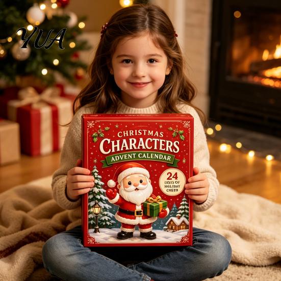 Holiday Fun Accessories 2026 Christmas Characters Advent Calendar, 24-Day Countdown Food Theme Ornament Set, Festive Home Decoration 2D Acrylic