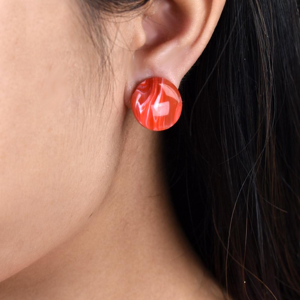 Korean Geometric Round Resin Clip On Earrings Without Piercing Women Ear Jewelry Non Pierced Green Red Earcuffs