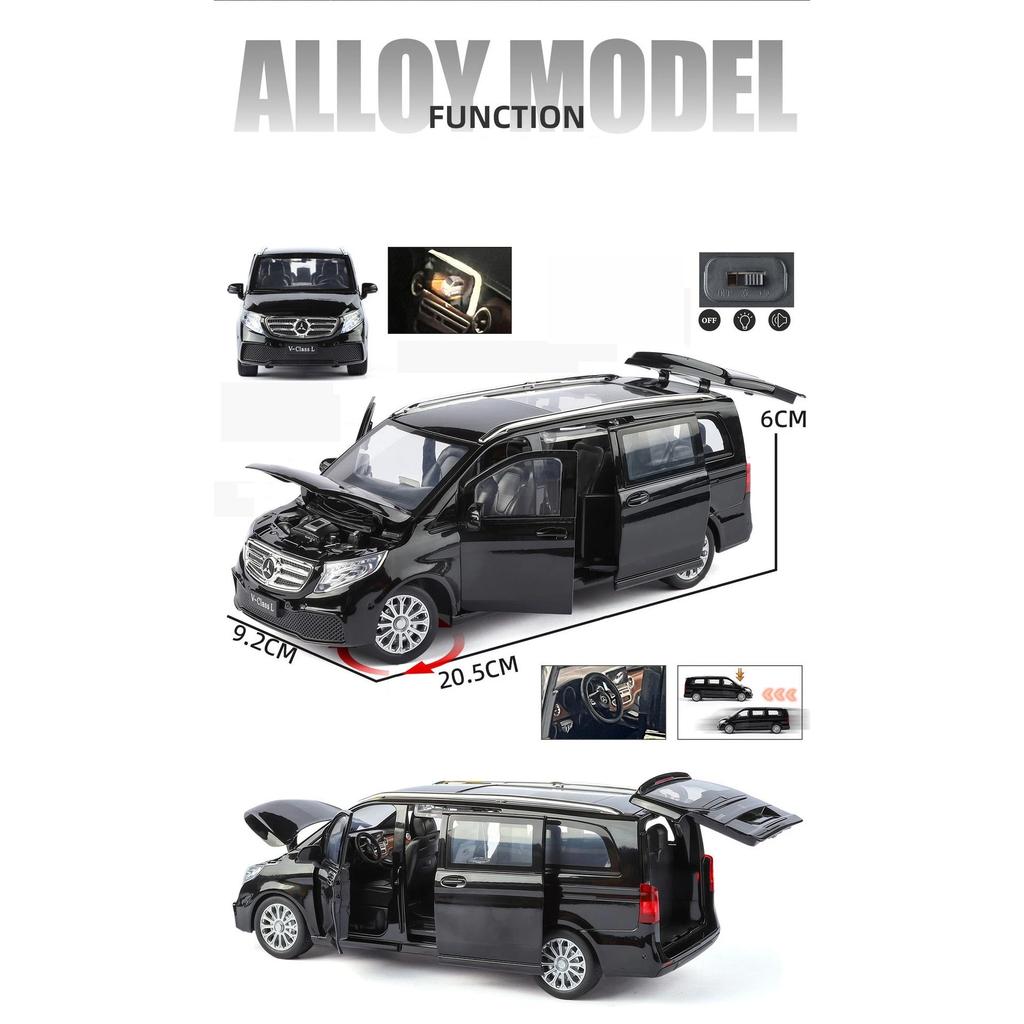 NEU 1/24 Benz V260 MPV Legierungsmodellauto Spielzeug Die-Cast Guss Sound und Licht Rückzieher Auto Spielzeug für Kinder Fahrzeug