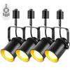 Set of 4 Black Spotlights for Duct Rails, E26 Base, Dimmable and Color-adjustable, with 60W LED Bulb and Remote Control (sold Separately). Suitable