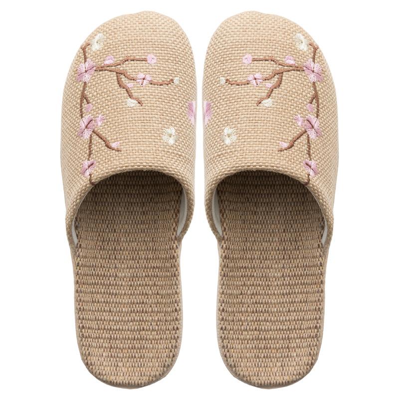 

Модные домашние льняные тапочки в китайском стиле для женщин и мужчин 2025 весна-лето обувь противоскользящие легкие вышивка парные домашние шлепанцы 39-40 розовый