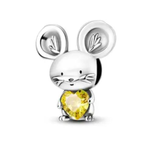 Europe Brand New Copper Metal Love Frog Angel Nurse Mouse Charm Bead Component Colorful Heart Stone Bead Component Compatible With Authentic Original