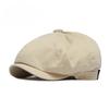 Unisex Newsboy Cap British Vintage Octagonal Hat Simple Solid Color Cotton Baker Boy Cap Adjustable Retro Painter Hat