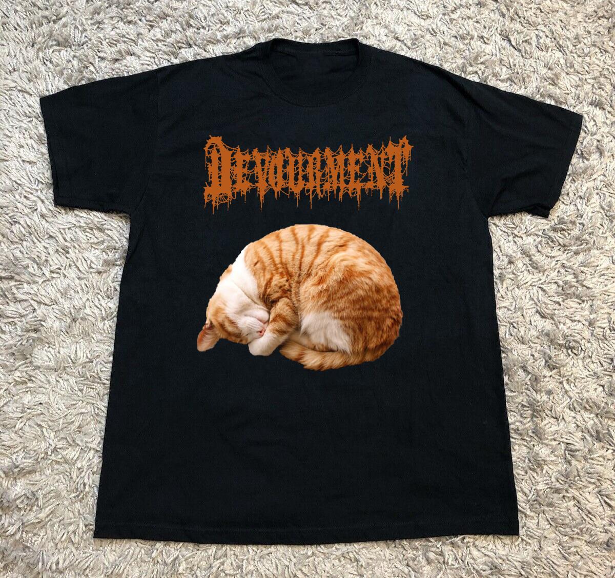 Rare Devourment Band Funny Cat Cat Cute Black All Size Shirt S