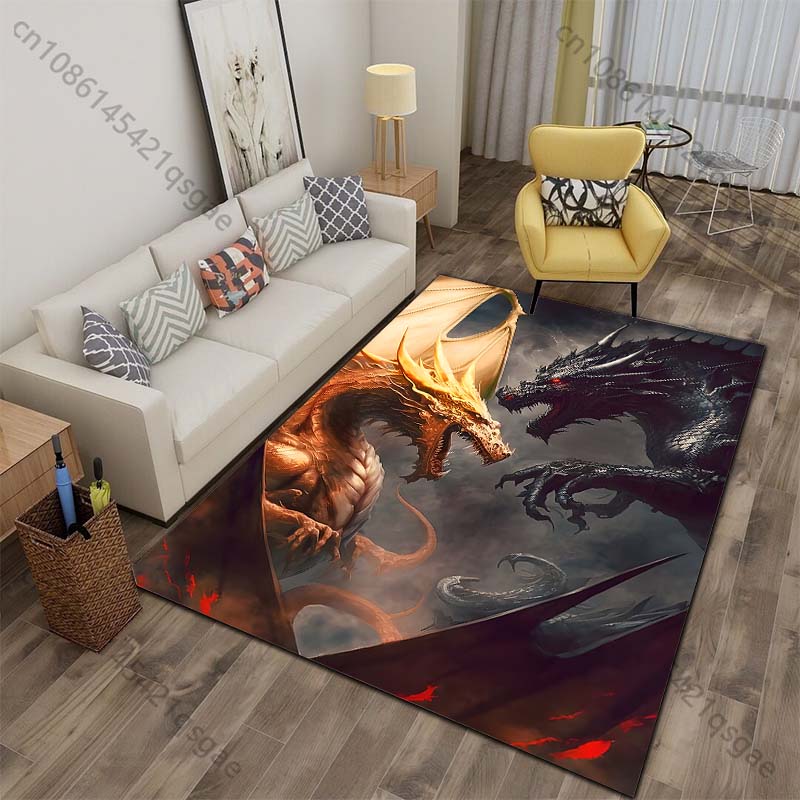 

Golden black dragons clash with lightning fire Print Carpet for Living Room Bedroom Sofa Home Decor Non-slip Mat Luxury Gift 40x60cm