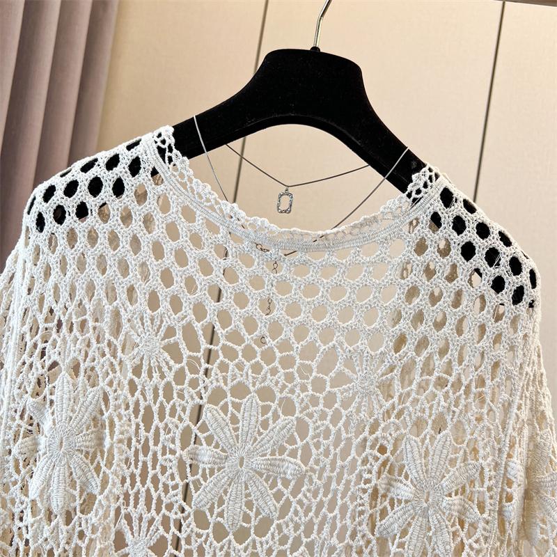 DIMANAF New Cardigan  Women Knitting Lace Long Vest Hollow Summer Style Basic Tops Tees Loose Clothing