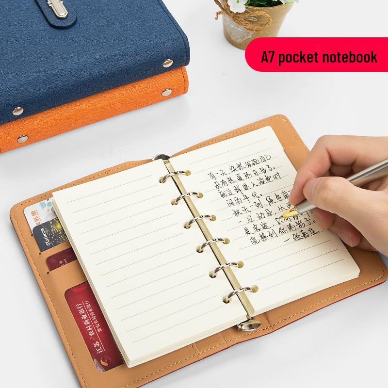 

A7 Loose-Leaf Diary Journal - Portable A6 Pocket-Sized, High-Value Mini Notebook A7-Red [Regular Loose-leaf]