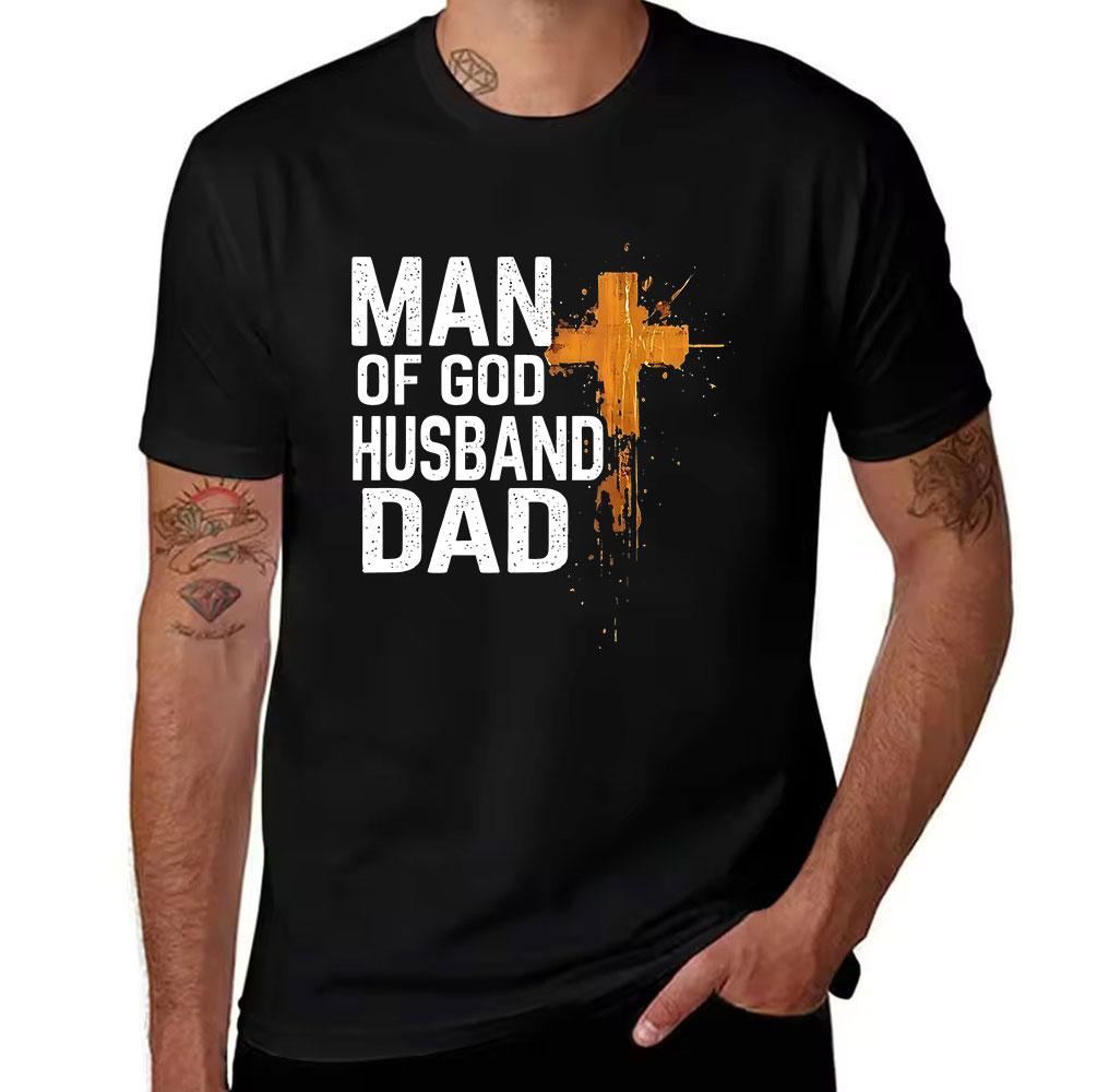 Unisexs Cotton Tshirt Vintage Distressed Cross Print Casual Crew Neck Short Sleeve Top For Daily Wear