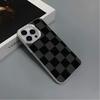 Simple Classic Plaid Black and Gray Checkerboard Mobile Phone Case iPhone16promax Anti-hand Sweat and Anti-drop Matte Protective Case