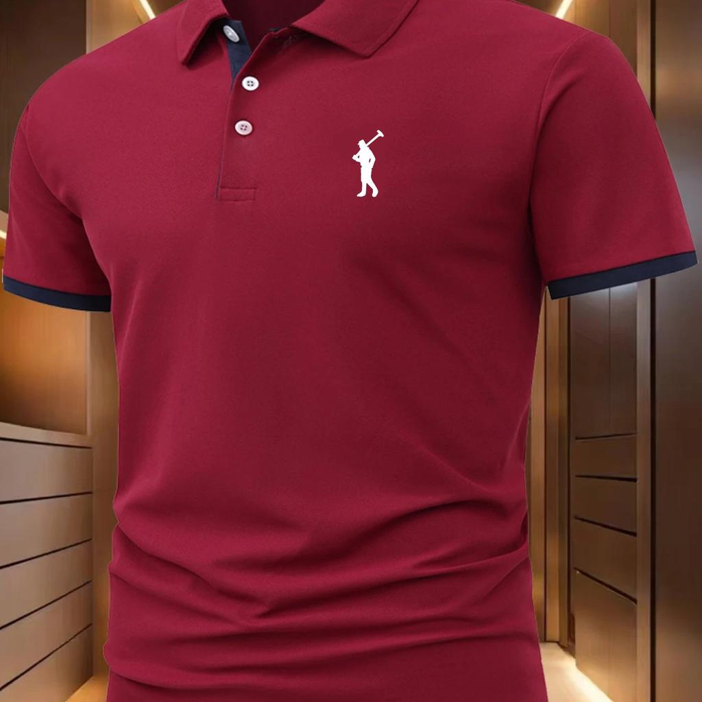 Men's Active Performance Polo Shirt Moisture Control Short Sleeve Golf Hiking Top for Outdoor Activities